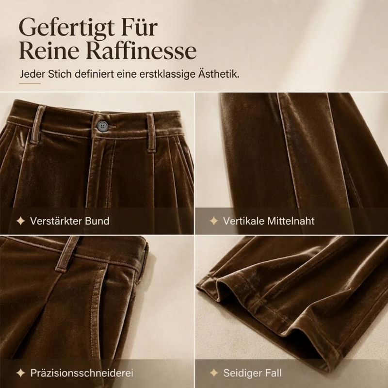 Lässige, weit geschnittene Damen-Hosen mit hohem Bund und fallendem Stoff