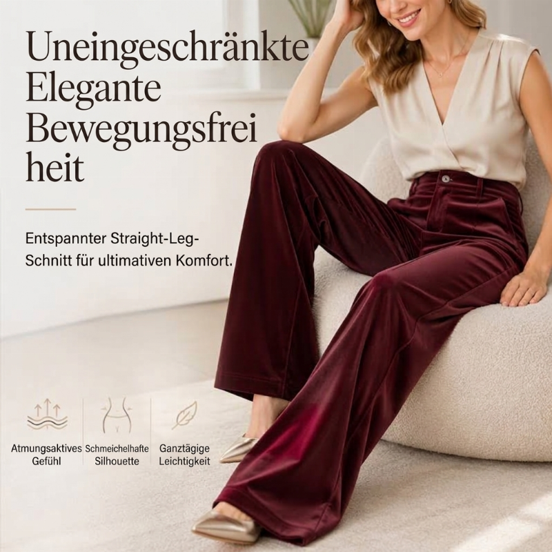 Lässige, weit geschnittene Damen-Hosen mit hohem Bund und fallendem Stoff