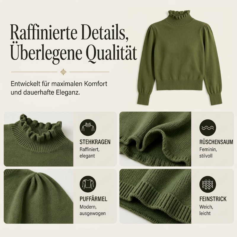 📢🎉50%Rabatt!!!🛍️✨Elegantes, gemütliches Strickoberteil für Damen mit Rüschenbesatz