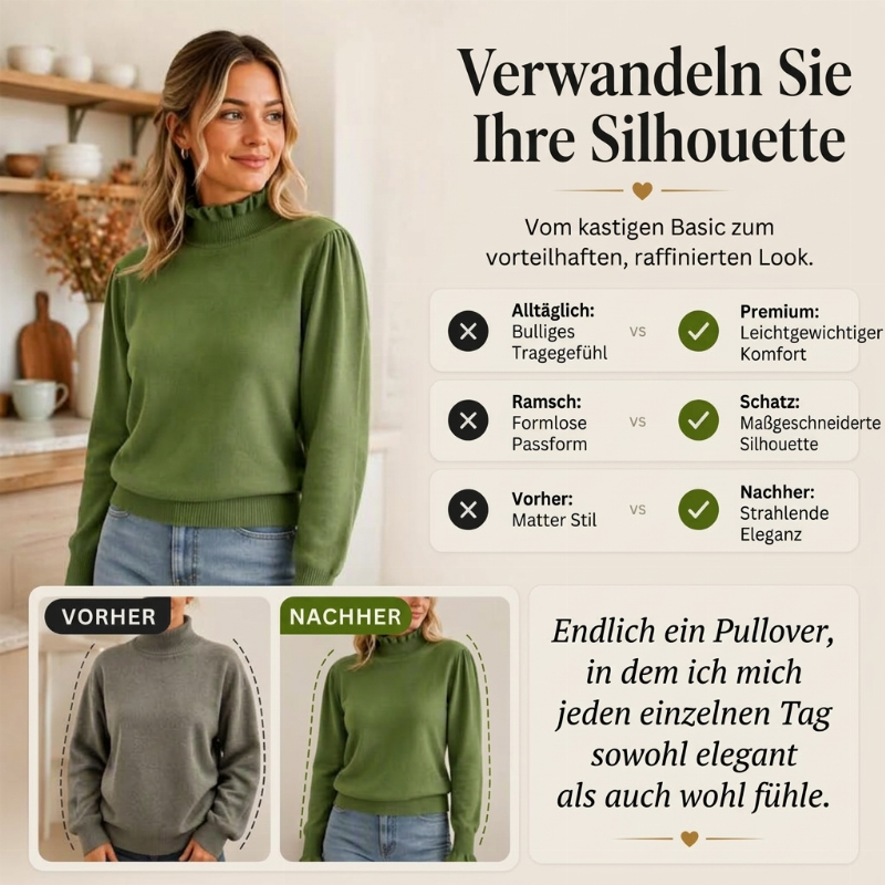 📢🎉50%Rabatt!!!🛍️✨Elegantes, gemütliches Strickoberteil für Damen mit Rüschenbesatz