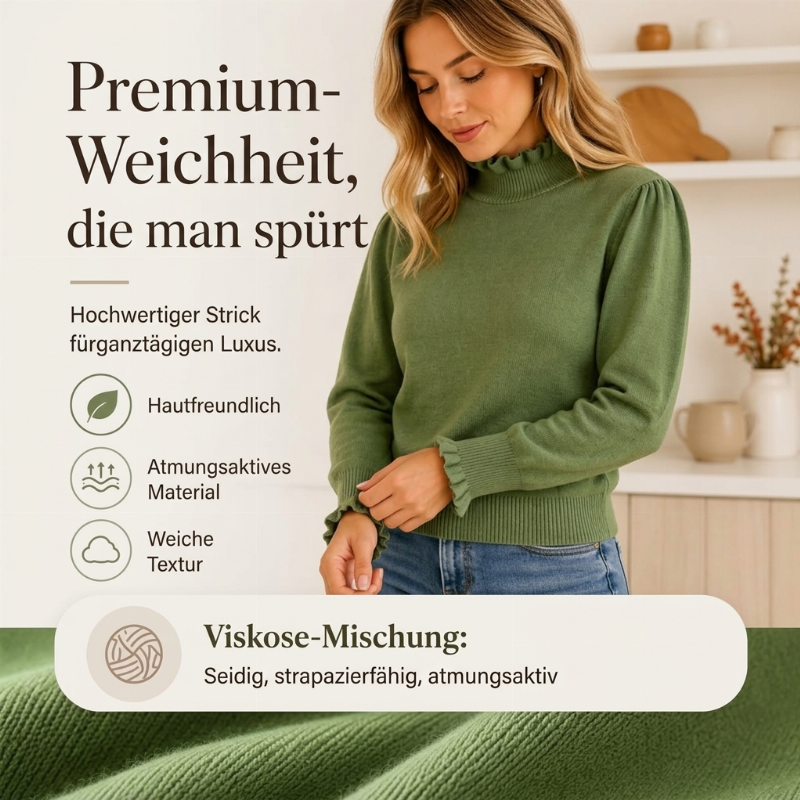 📢🎉50%Rabatt!!!🛍️✨Elegantes, gemütliches Strickoberteil für Damen mit Rüschenbesatz