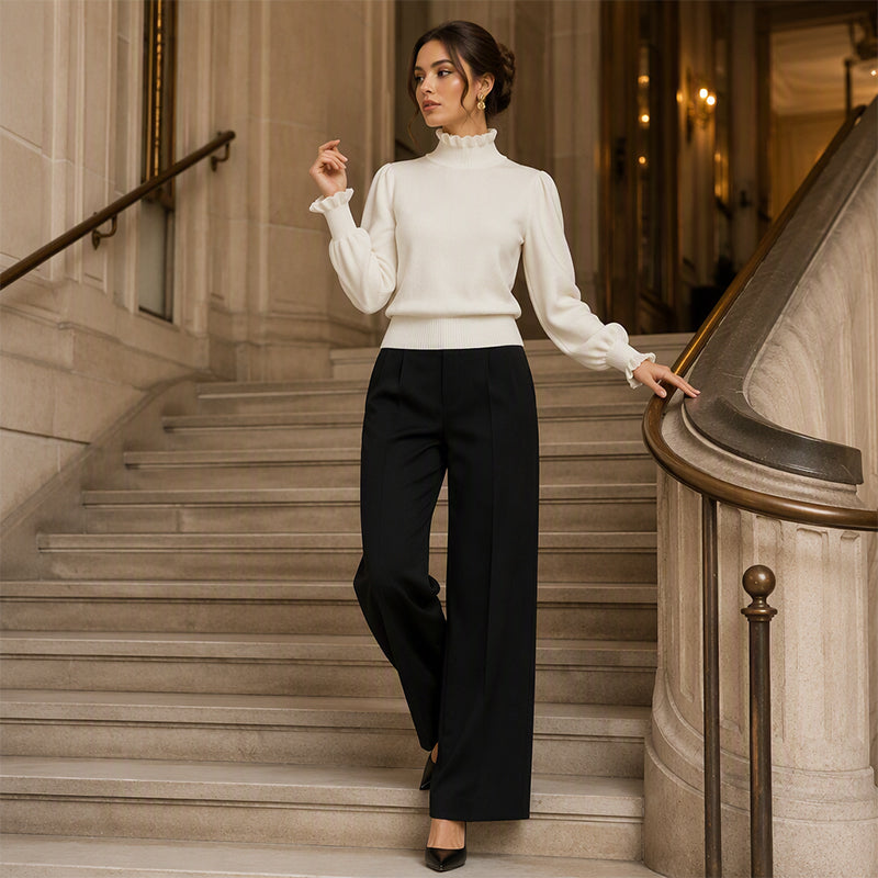 📢🎉50%Rabatt!!!🛍️✨Elegantes, gemütliches Strickoberteil für Damen mit Rüschenbesatz