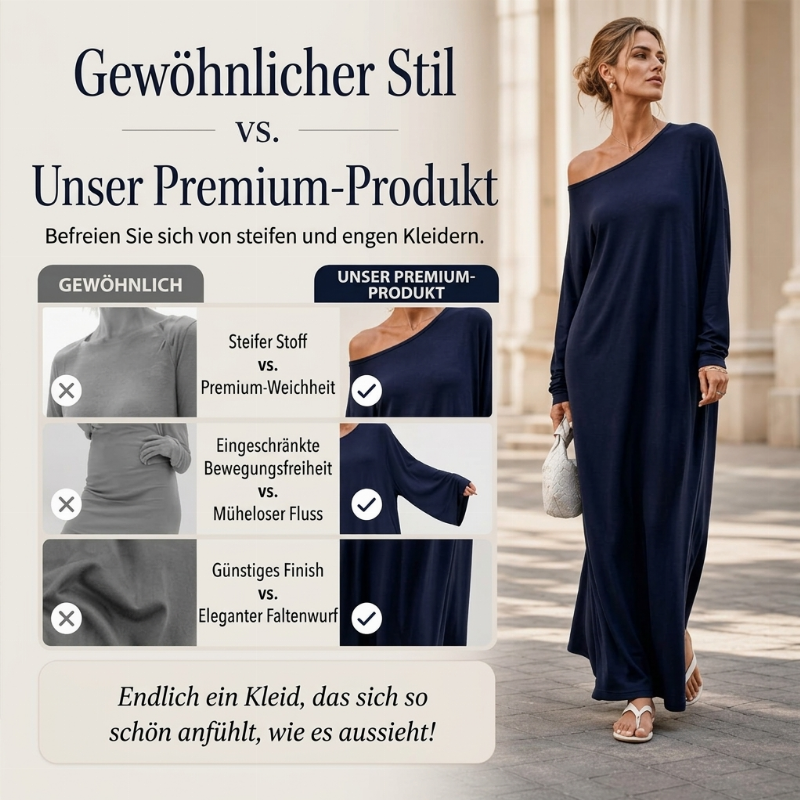 Damen Off-Shoulder Langarm Maxikleid