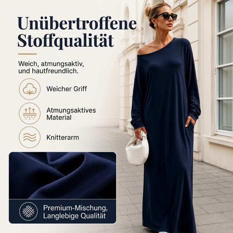 Damen Off-Shoulder Langarm Maxikleid