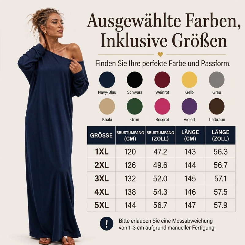 Damen Off-Shoulder Langarm Maxikleid