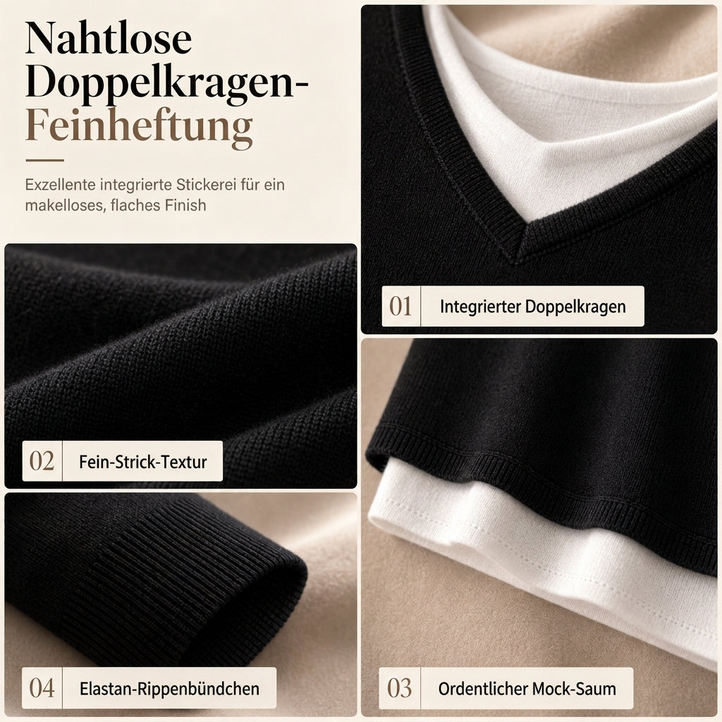 🔥Beliebtes Produkt ！✨Zweiteiliger Strickpullover mit V-Ausschnitt für Damen