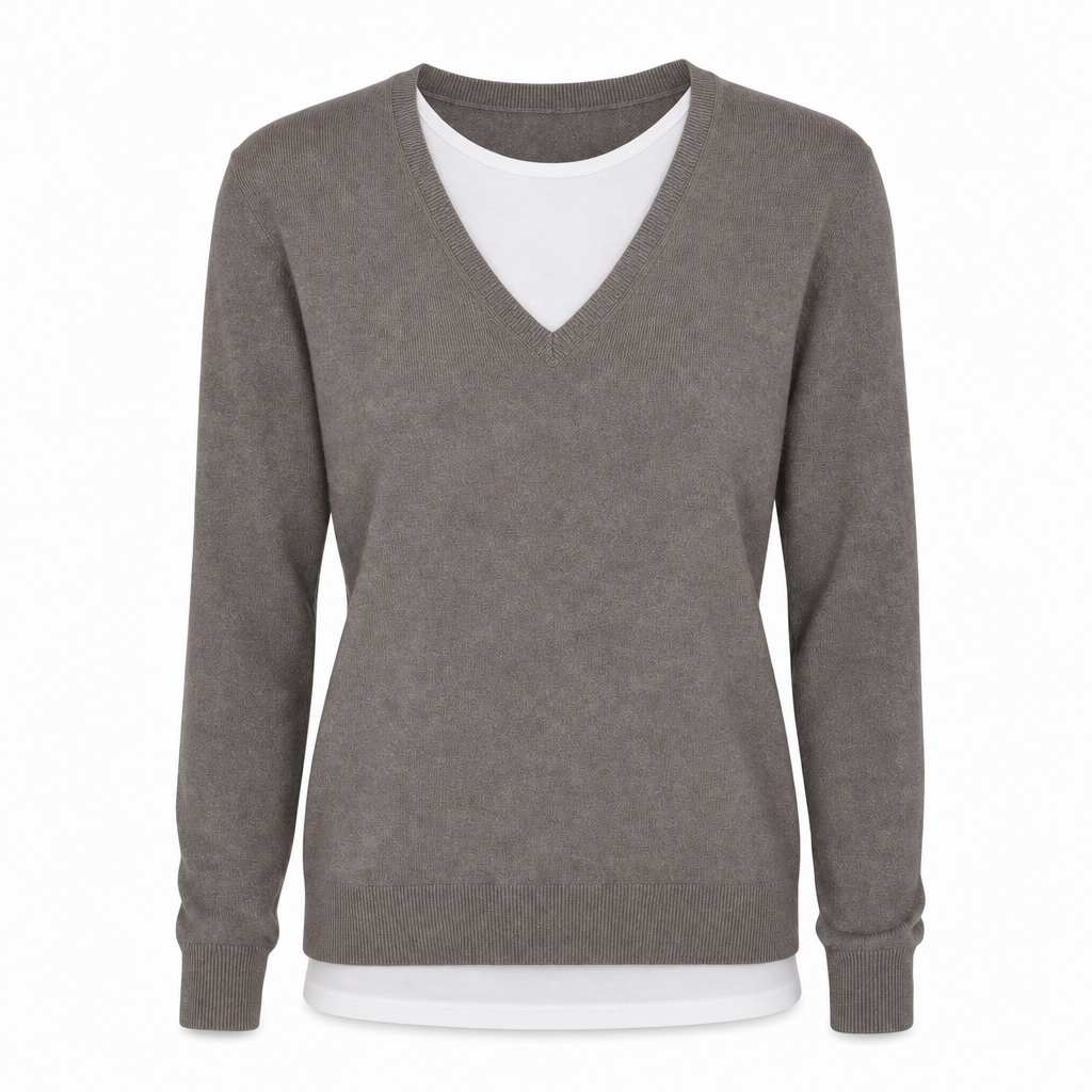 🔥Beliebtes Produkt ！✨Zweiteiliger Strickpullover mit V-Ausschnitt für Damen