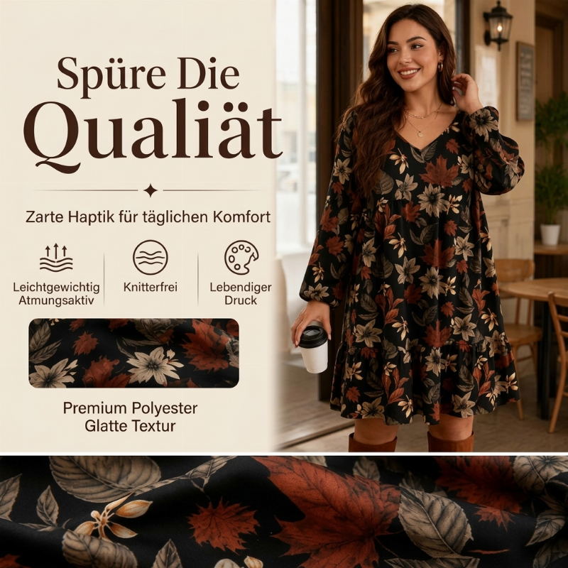 🔥Beliebtes Produkt ！✨Elegantes Kleid für Damen mit Ahornblatt-Print