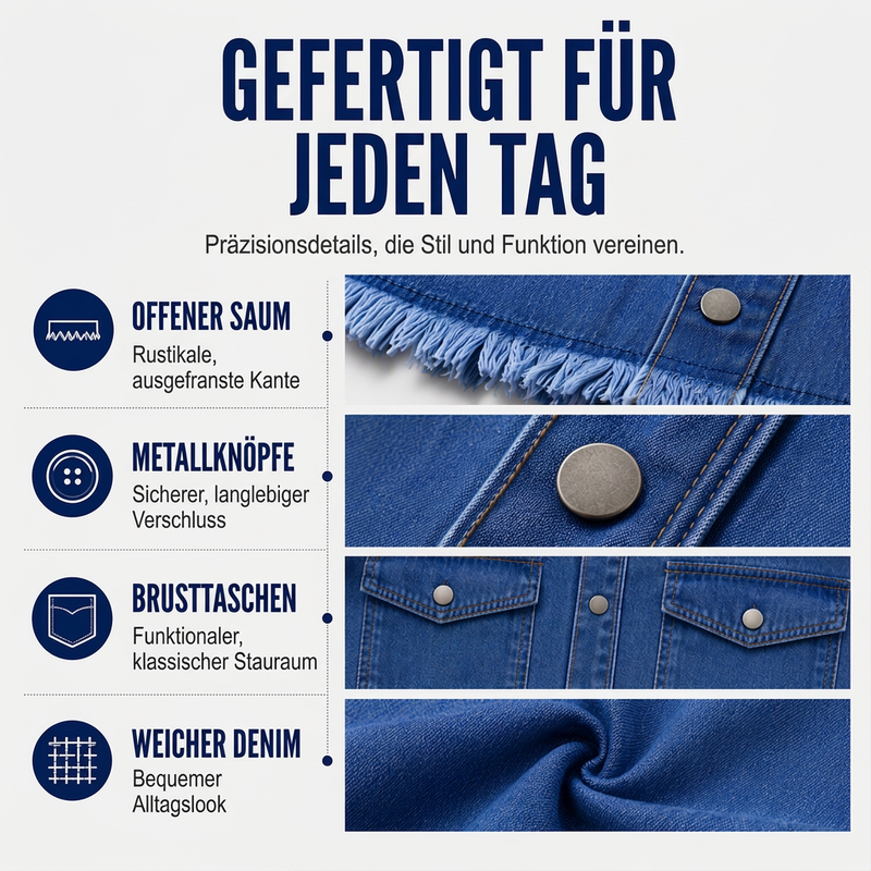 🙌 70% Wiederkaufquote – Qualität überzeugt! Jeansjacke für Damen mit ausgefranstem Saum und gewaschener Optik