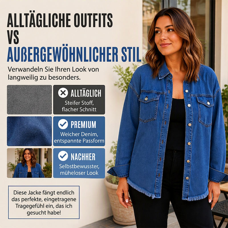 🙌 70% Wiederkaufquote – Qualität überzeugt! Jeansjacke für Damen mit ausgefranstem Saum und gewaschener Optik
