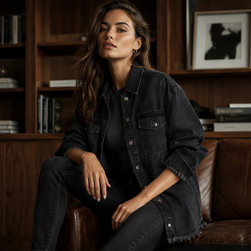 🙌 70% Wiederkaufquote – Qualität überzeugt! Jeansjacke für Damen mit ausgefranstem Saum und gewaschener Optik