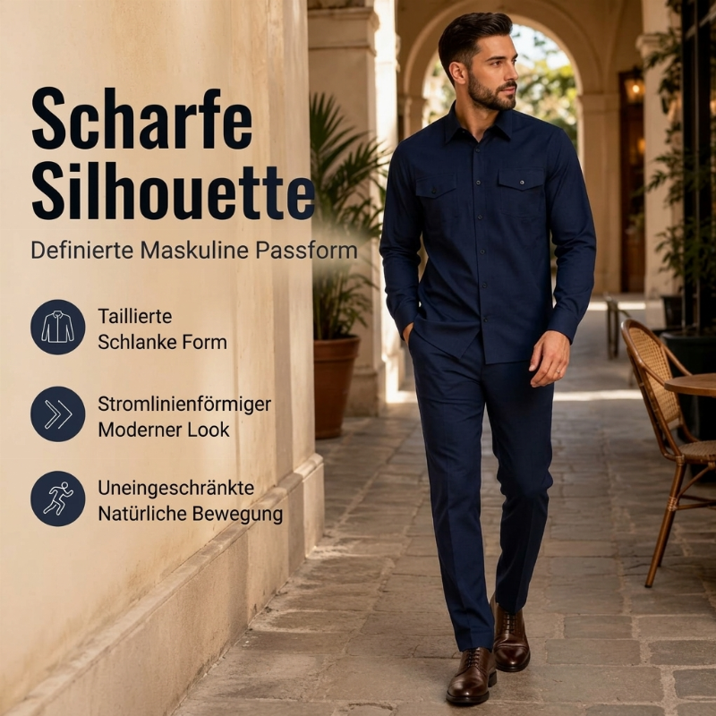 📢📢50%Rabatt!!!🎉✨Herren Zweiteiler-Set aus Polyester, bestehend aus Hemd und Hose