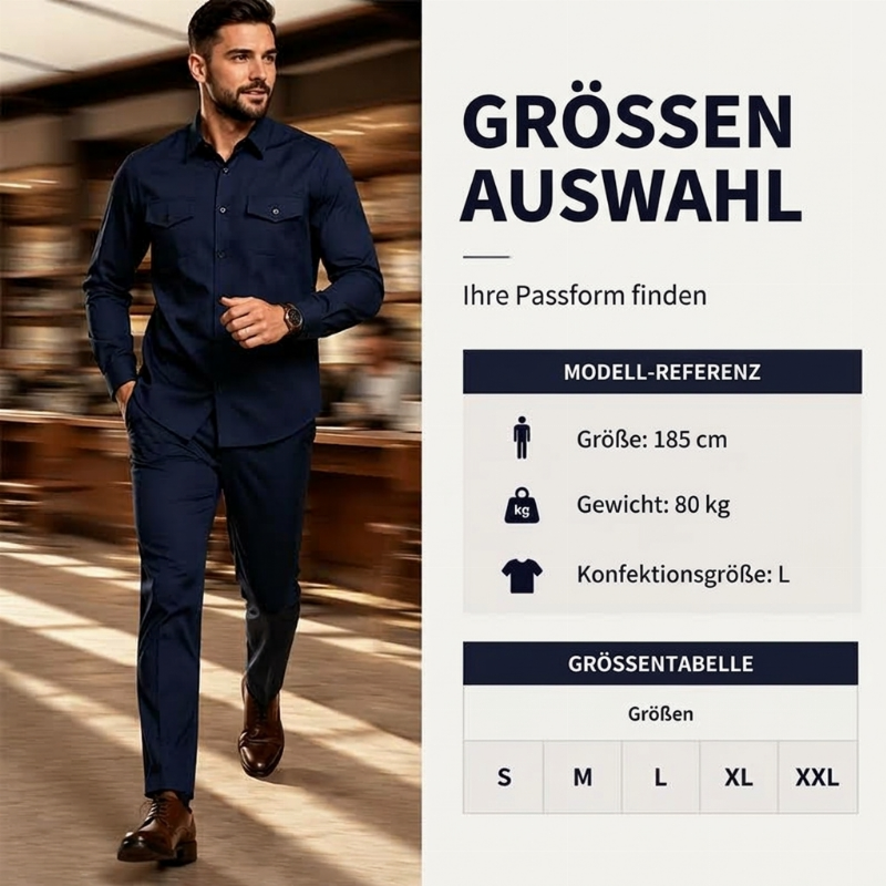 📢📢50%Rabatt!!!🎉✨Herren Zweiteiler-Set aus Polyester, bestehend aus Hemd und Hose