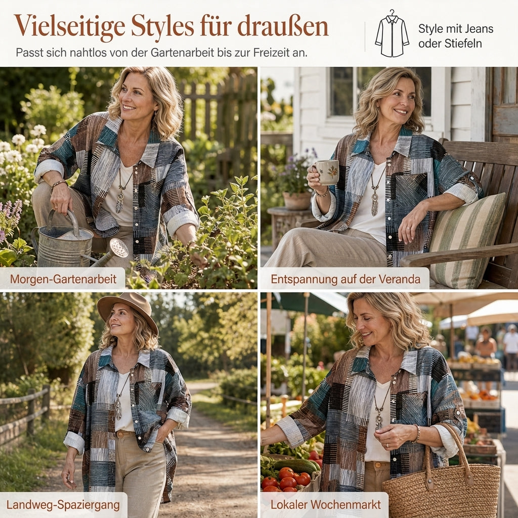 🔥Beliebtes Produkt ！✨Leger geschnittenes kariertes Langarmhemd in Übergröße, Sonnenschutz-Oberbekleidung für Frühling und Herbst