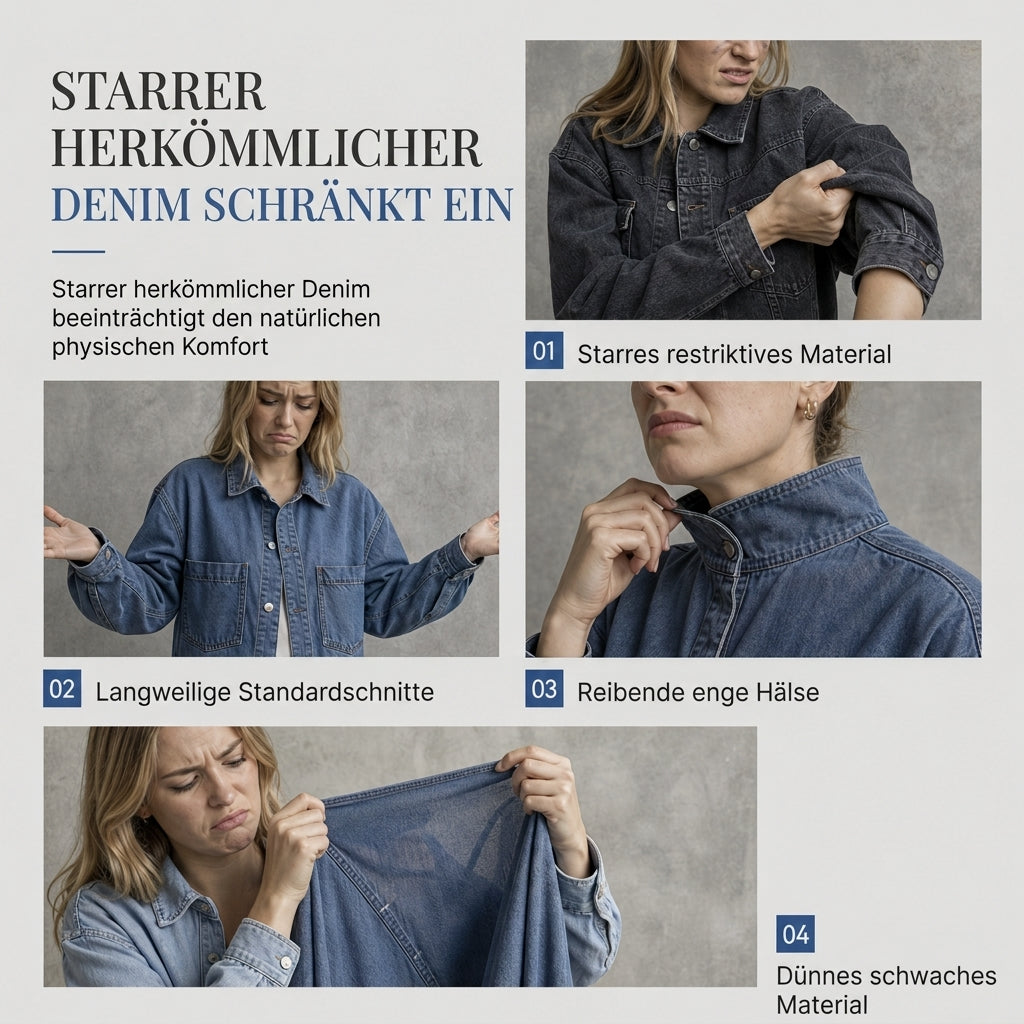 📢📢50%Rabatt!!!🎉✨Übergroßes Damen-Minikleid aus Denim mit Stehkragen