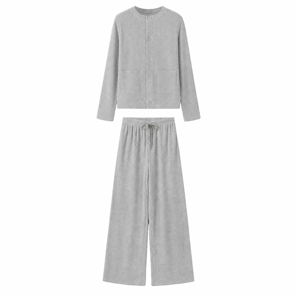 📢📢50%Rabatt!!!🎉✨Legeres zweiteiliges Strickset für Damen: Strickcardigan und Weite-Hose