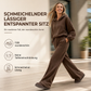 📢📢50%Rabatt!!!🎉✨Lässiges, weich gestricktes zweiteiliges Lounge-Set für Damen mit Kapuzen-Reißverschluss-Sweatshirt und Weithosenbein-Hose