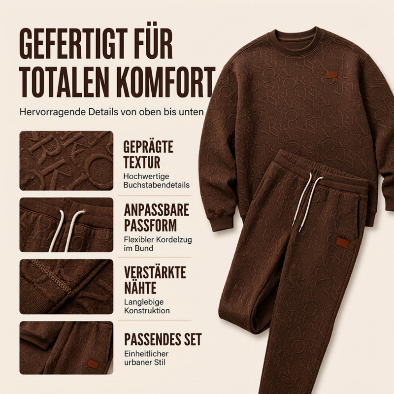 Herren-Jacquard-Sweatshirt mit Buchstabenmuster & Jogginghose mit Kordelzug Set