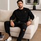 Herren-Jacquard-Sweatshirt mit Buchstabenmuster & Jogginghose mit Kordelzug Set
