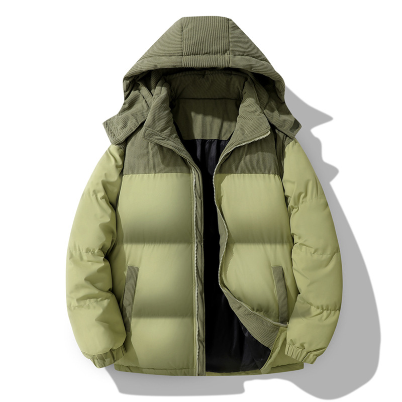 Herren Winter-Steppjacke mit Kapuze im Color-Block-Design