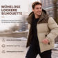 Herren Winter-Steppjacke mit Kapuze im Color-Block-Design