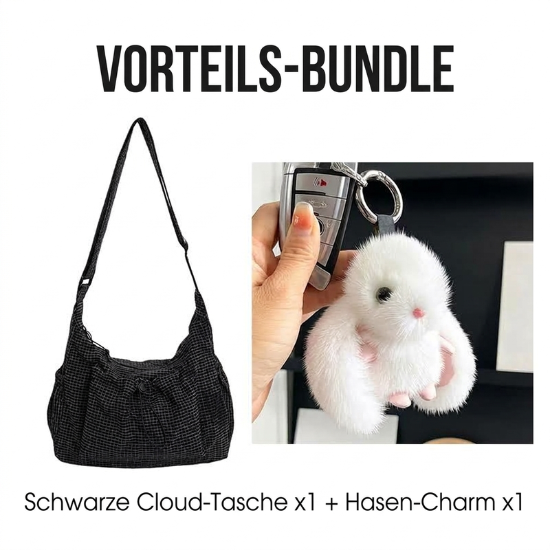 Karierte Cloud-Tasche mit Kordelzug und Raffungen