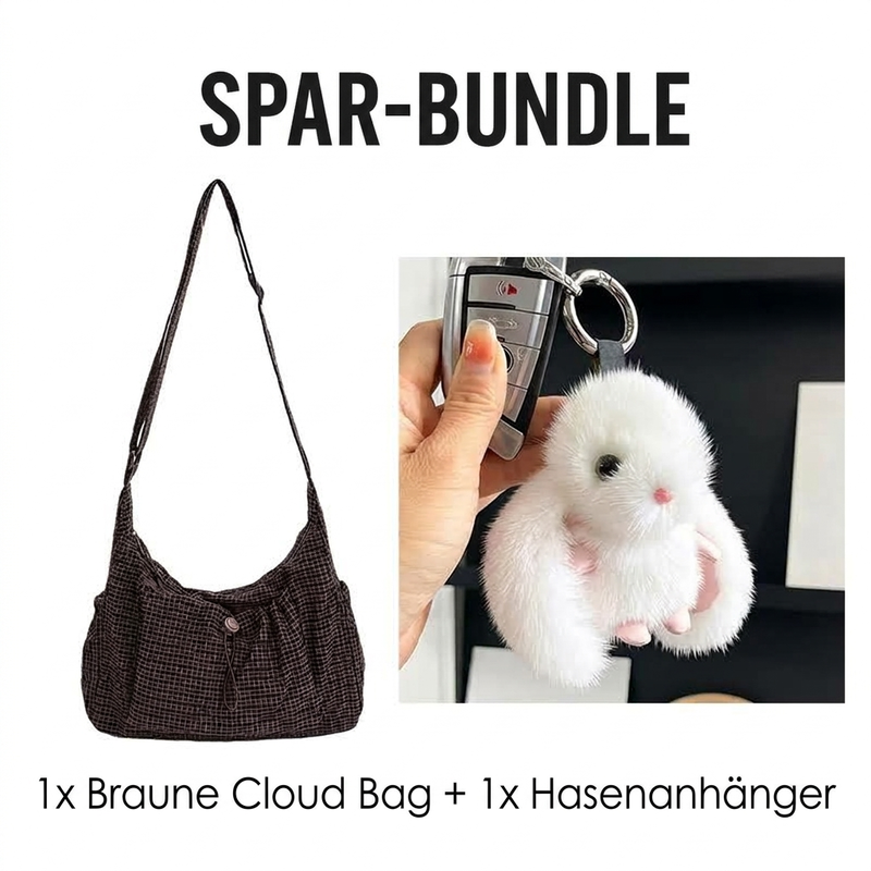 Karierte Cloud-Tasche mit Kordelzug und Raffungen