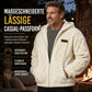 Herren-Kapuzenjacke aus Sherpa-Fleece mit Zopfmuster-Prägung, Reißverschluss und Taschen