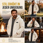 Herren-Kapuzenjacke aus Sherpa-Fleece mit Zopfmuster-Prägung, Reißverschluss und Taschen