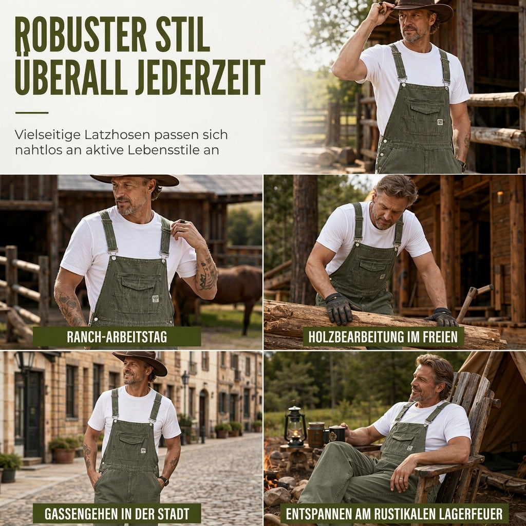 🔥Beliebtes Produkt ！✨Schwere Baumwolloveralls für Herren, Relaxed Fit, gerades Bein, Utility-Latzhosen mit mehreren Taschen