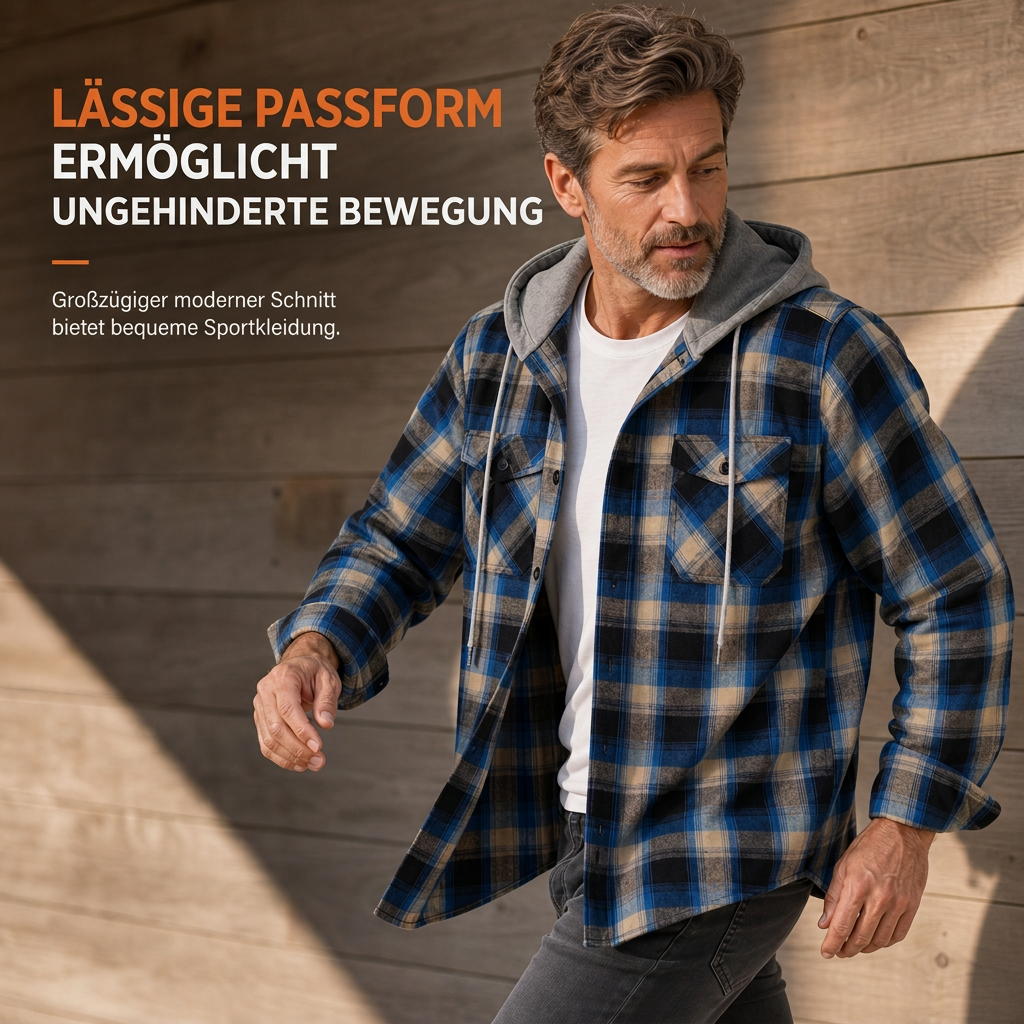 📢📢50%Rabatt!!!🎉✨Karierter Kapuzenpullover mit Reißverschluss für Herren, lockere Passform, American Style, angerautes Hoodie-Sweatshirt