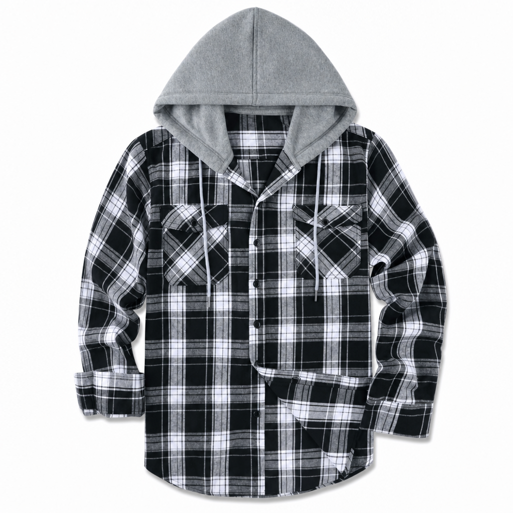📢📢50%Rabatt!!!🎉✨Karierter Kapuzenpullover mit Reißverschluss für Herren, lockere Passform, American Style, angerautes Hoodie-Sweatshirt