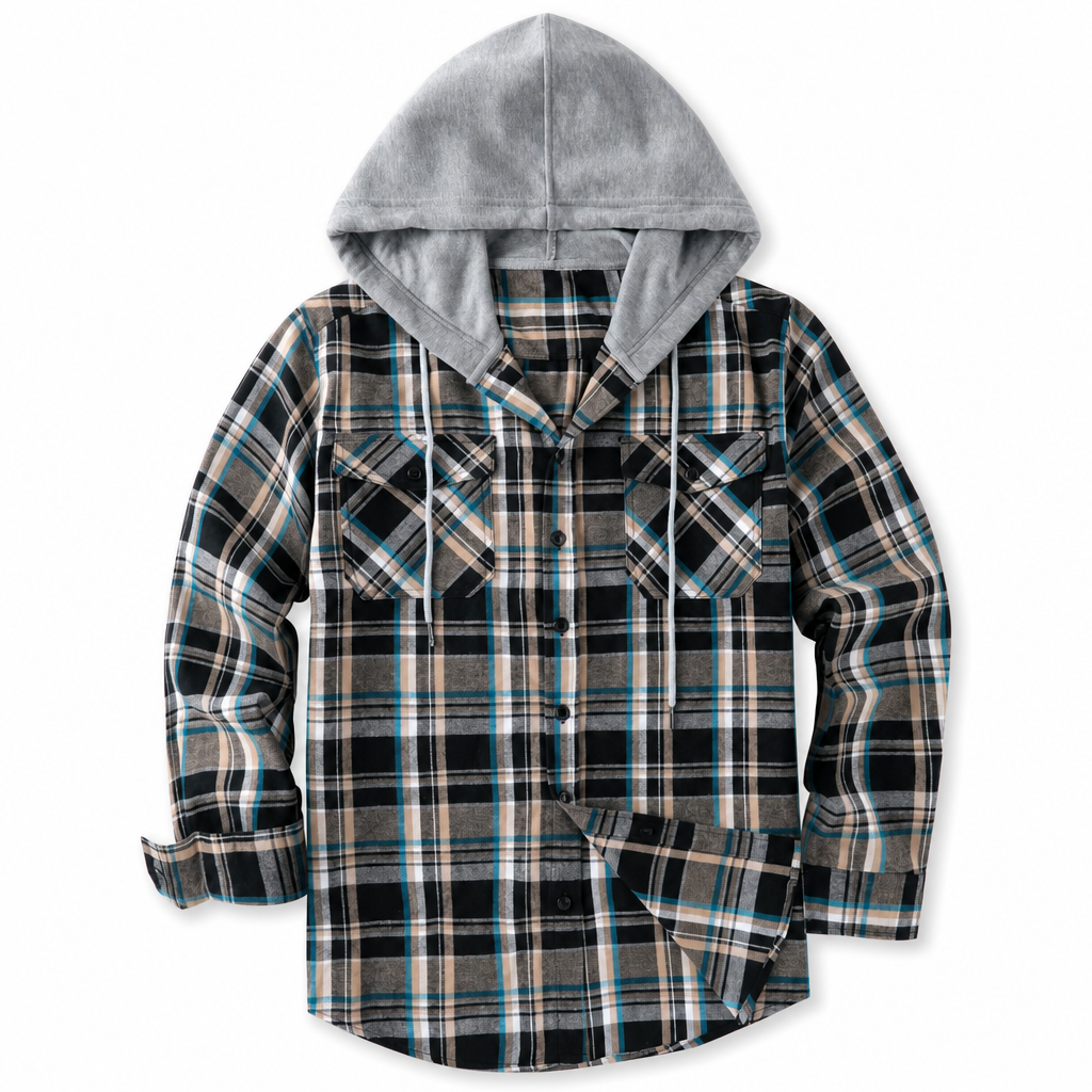 📢📢50%Rabatt!!!🎉✨Karierter Kapuzenpullover mit Reißverschluss für Herren, lockere Passform, American Style, angerautes Hoodie-Sweatshirt