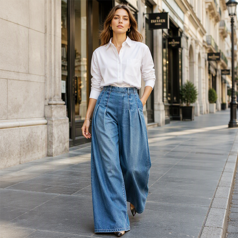 🔥Beliebtes Produkt ！✨Weite Jeans mit hoher Taille für Damen