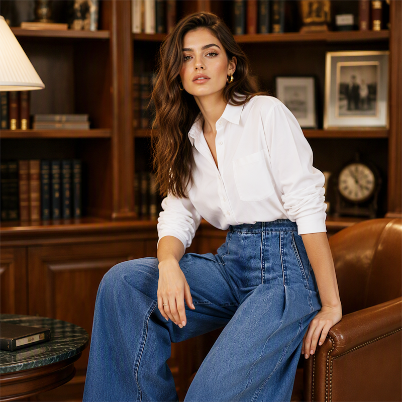 🔥Beliebtes Produkt ！✨Weite Jeans mit hoher Taille für Damen