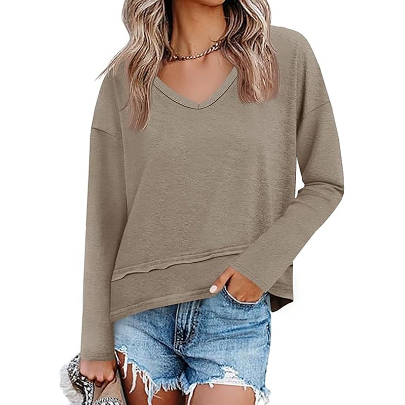 Lockeres Langarmshirt mit V-Ausschnitt für Damen