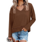 Lockeres Langarmshirt mit V-Ausschnitt für Damen
