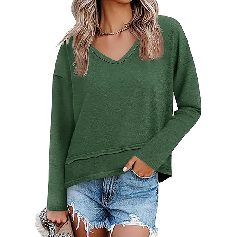 Lockeres Langarmshirt mit V-Ausschnitt für Damen