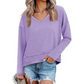Lockeres Langarmshirt mit V-Ausschnitt für Damen