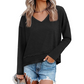 Lockeres Langarmshirt mit V-Ausschnitt für Damen
