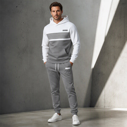 Herren-Freizeit-Set aus Hoodie und Hose im Color-Block-Design
