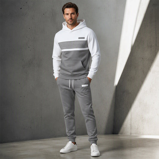 📢📢50%Rabatt!!!🎉✨Herren-Freizeit-Set aus Hoodie und Hose im Color-Block-Design