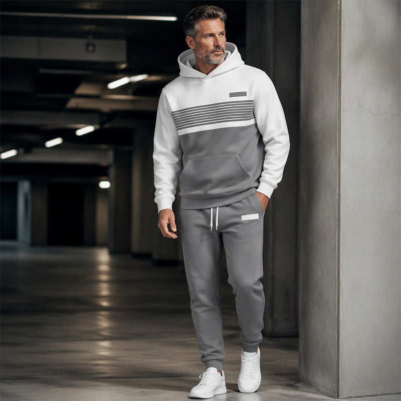 Herren-Freizeit-Set aus Hoodie und Hose im Color-Block-Design