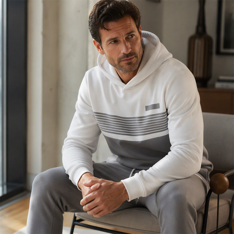 Herren-Freizeit-Set aus Hoodie und Hose im Color-Block-Design