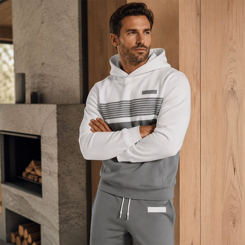 Herren-Freizeit-Set aus Hoodie und Hose im Color-Block-Design