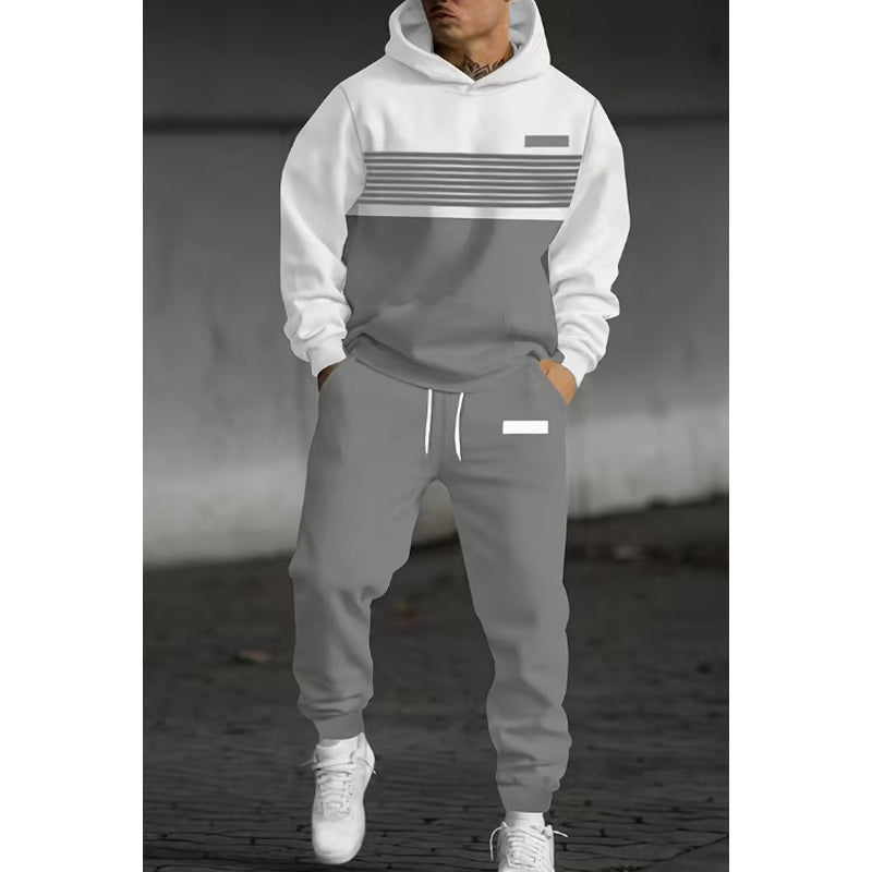Herren-Freizeit-Set aus Hoodie und Hose im Color-Block-Design