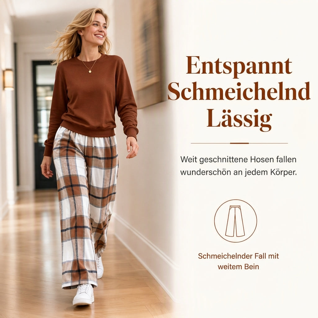 📢📢50%Rabatt!!!🎉✨Weiches lässiges Damen-Set aus Rundhalspullover und weitem Bein-Hosen