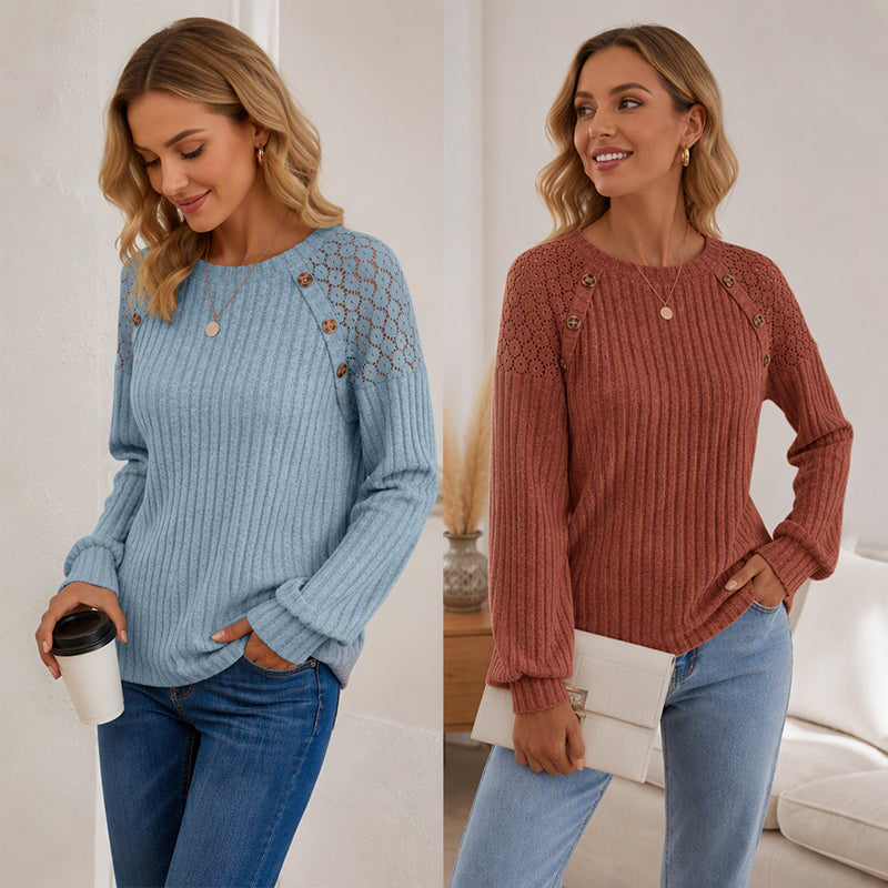 📢📢50%Rabatt!!!🎉✨Legeres geripptes Langarmshirt für Damen