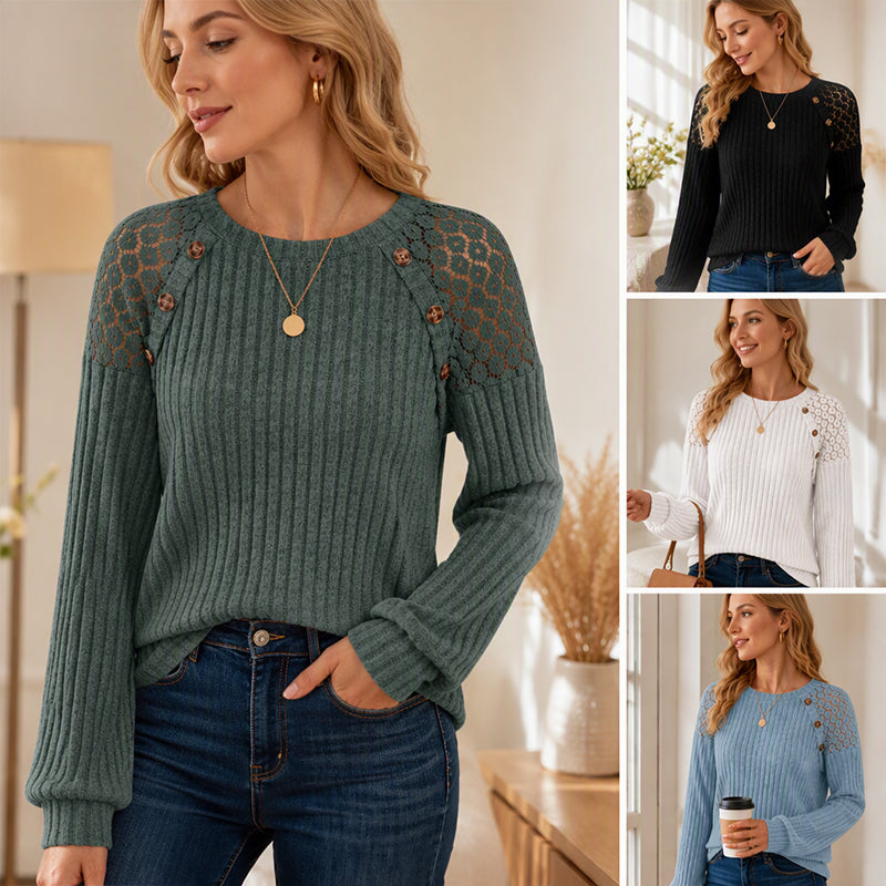 📢📢50%Rabatt!!!🎉✨Legeres geripptes Langarmshirt für Damen