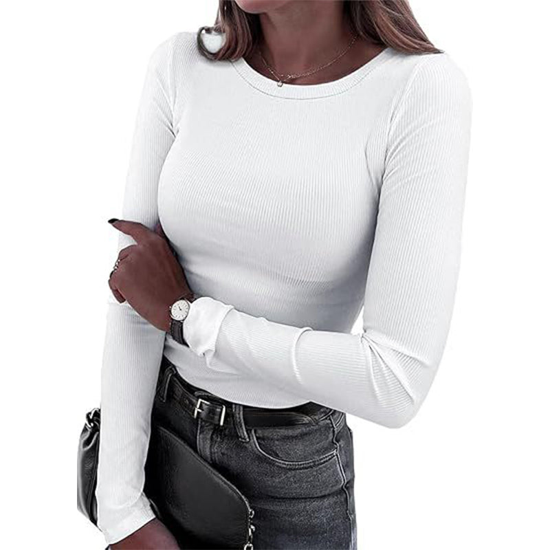 🔥Beliebtes Produkt ！✨Klassisches geripptes Strickoberteil mit Rundhalsausschnitt für Damen